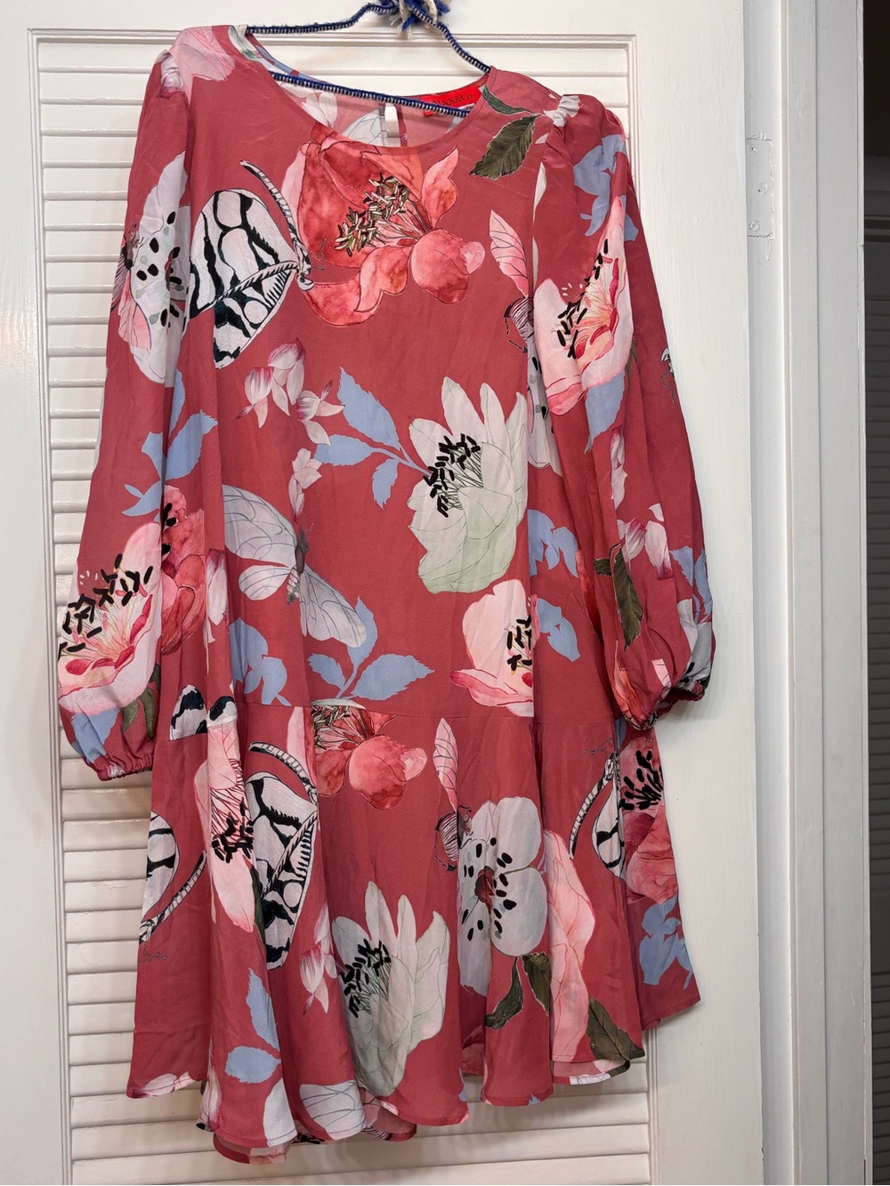 MAX&Co Butterfly/Moth Floral Pink Tunic Dress